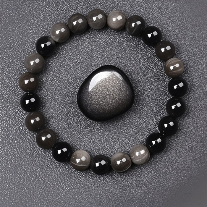 Cross-Border Hot Sale 8mm Sunstone Beaded Bracelet Jewelry Pink Quartz Tiger Eye Handmade Agate Crystal Bracelet Wholesale