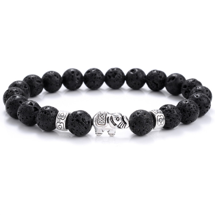 Ethnic Style Gold and Silver Elephant Bracelet for Men and Women Amazon Tiger Eye Stone White Pine Blue Pine Bracelet Jewelry Wholesale