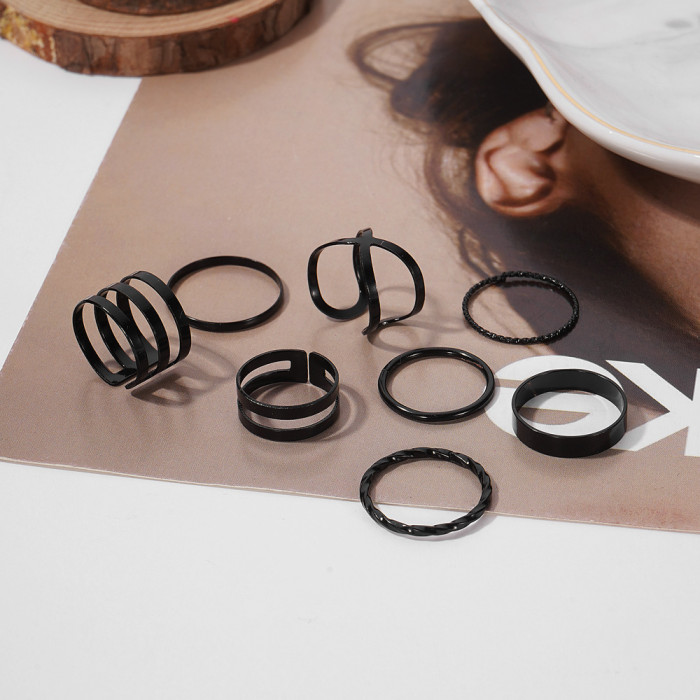European and American New Style Electric Black Knuckle Open Ring Wholesale Creative Simple Ins Style Stackable Braided Plain Ring