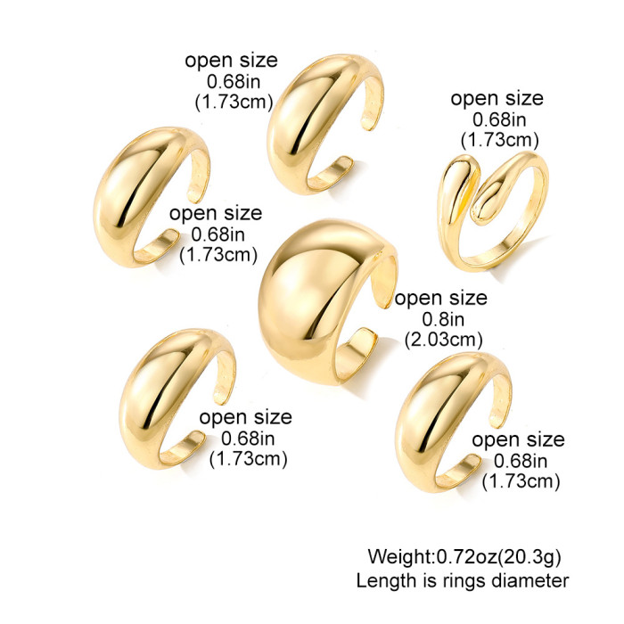 European and American Cross-Border Geometric KC Gold Electroplated Alloy Material Spherical Ring 4-Piece Set Irregular Smooth Open Ring