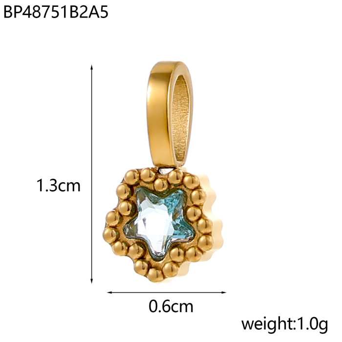 Five-Pointed Star Zircon Pendant Accessories DIY Series Niche December Birthstone Jewelry Accessories Wholesale, Neck...