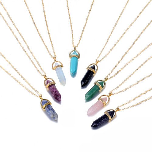 Korean Jewelry Fashion New Crystal Stone Pendant Necklace Creative Retro Simple Alloy Collarbone Chain HZS1743