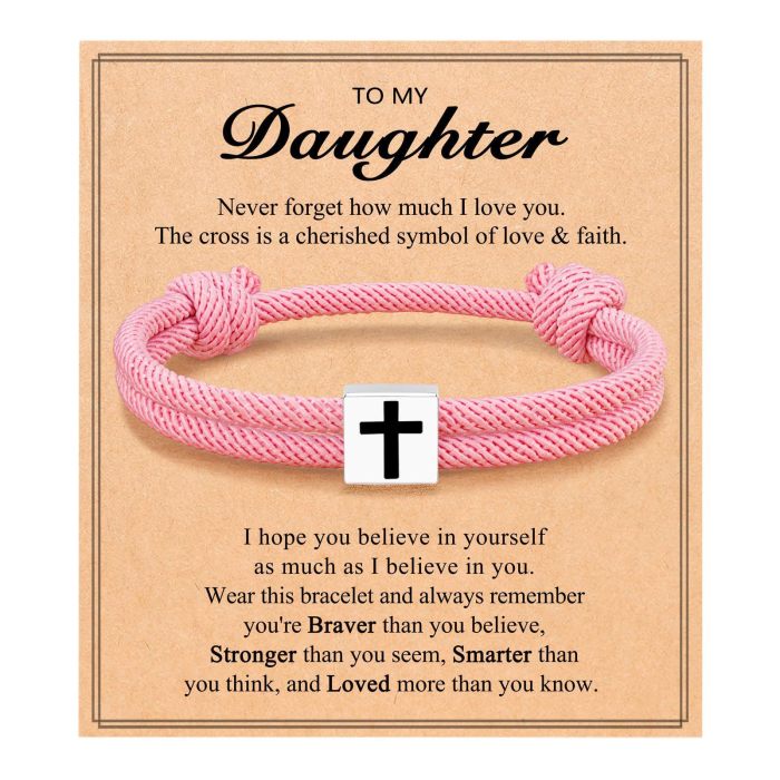 Cross Milan Rope Bracelet Back-to-School Season Easter Valentine Men's Gift Black Rope Braided Cross Milan Rope Bracelet