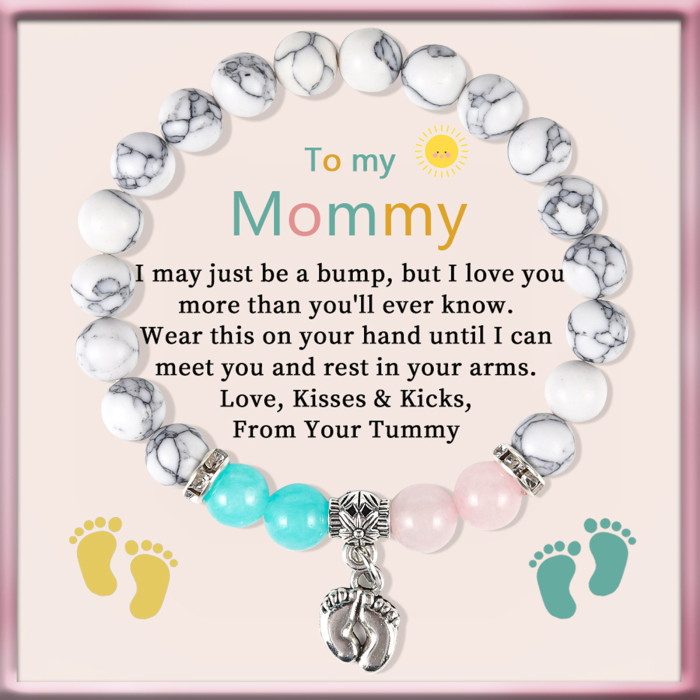 Amazon Hot Selling Cross-Border Rose Quartz Bracelet for Women with Footprint Pendant, White Pine Beads, Jewelry Gift Wholesale Crystal Beads