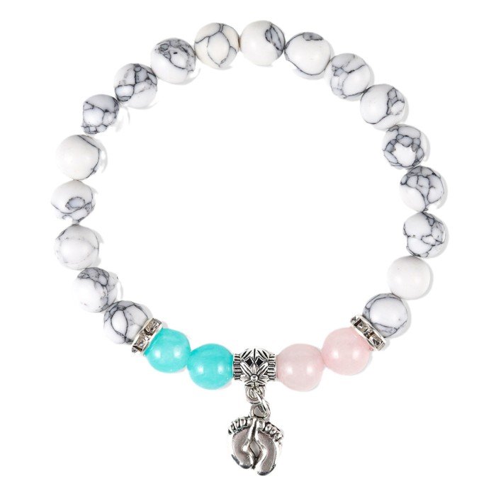 Cross-Border New Product Green Chalcedony Bracelet Pink Zebra Bracelet Moonstone Pink Quartz Bracelet Female Wholesale Amazon Gift