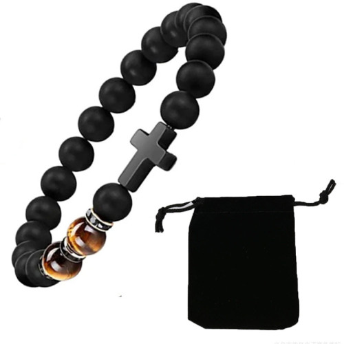 Amazon Hot-Selling Cross Imitation Obsidian Tiger Eye Stone Bracelet for Men and Women Handmade Beaded Bracelet Direct from Manufacturer