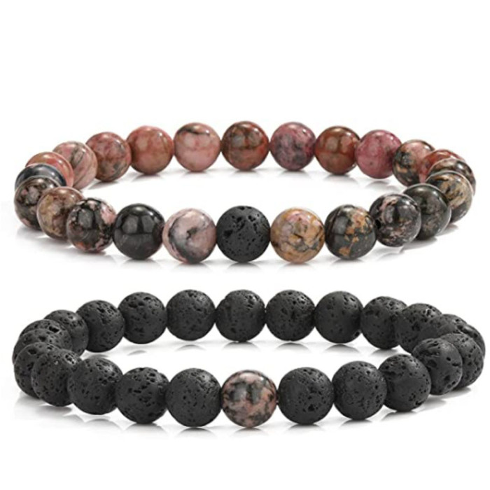 Men's Beaded Bracelet Lava Stone Beads Couple Bracelet Yellow Tiger Eye Stone Beads Bracelet Amazon Bestseller