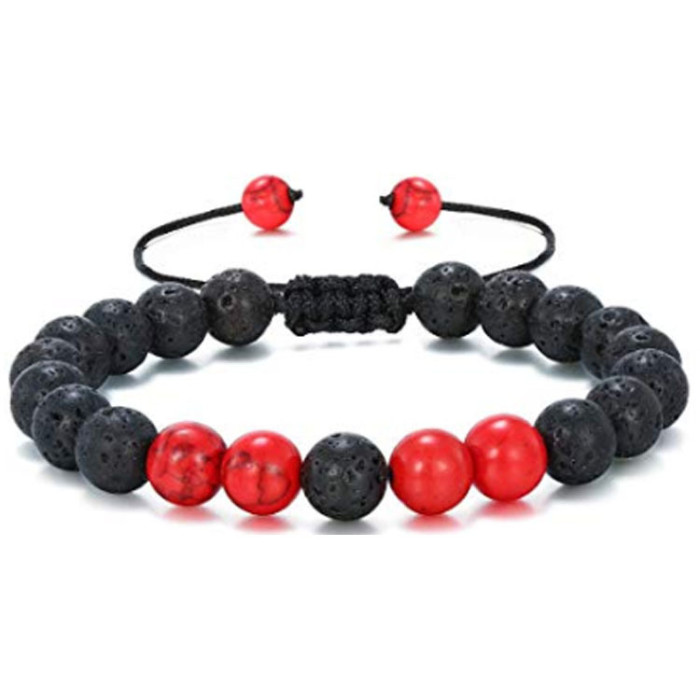 Cross-Border New Product European and American 8mm Turquoise Volcanic Stone Braided Bracelet Energy Yoga Beaded Turquoise Tiger Eye Bracelet
