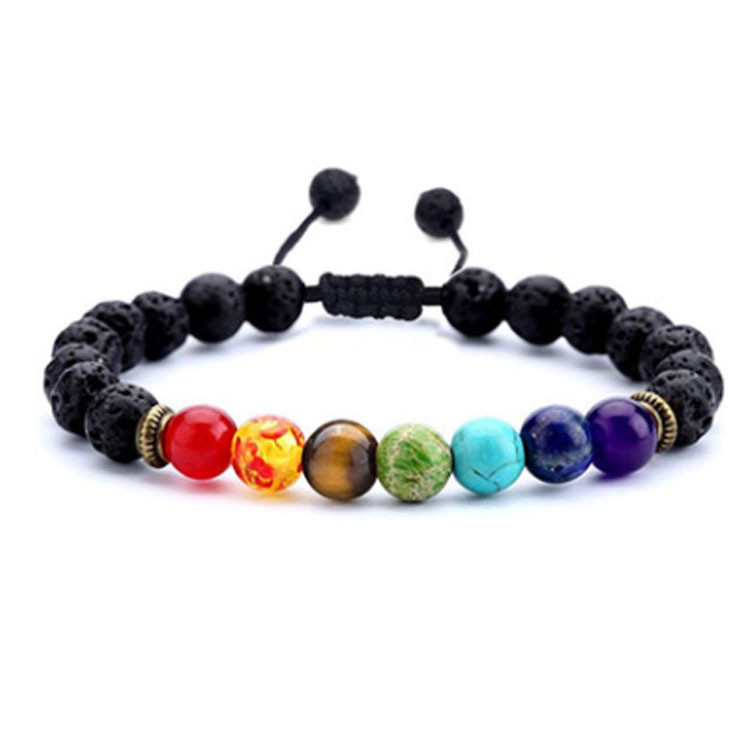 Amazon Summer Hot-Selling Seven Meridian Bracelet Non-Fading Tiger Eye Woven Yoga Wheel Beaded Bracelet Handmade