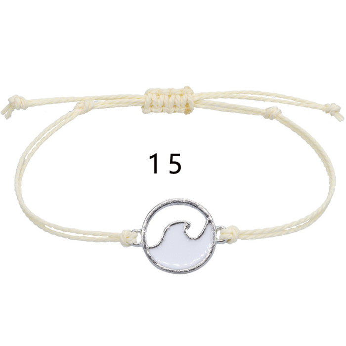 Amazon Hot Selling Surfer Wave Bracelet Waterproof Wax Thread Braided Adjustable Beach Friendship Bracelet
