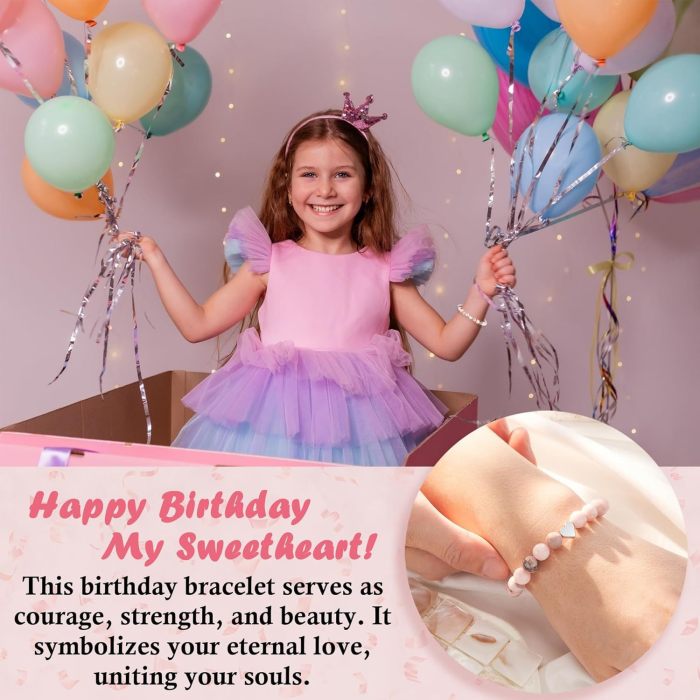 2024 New Amazon Cross-Border Hot-Selling Children's Braided Bracelet for Girls Pink Zebra Stone Bead Bracelet Gift Jewelry