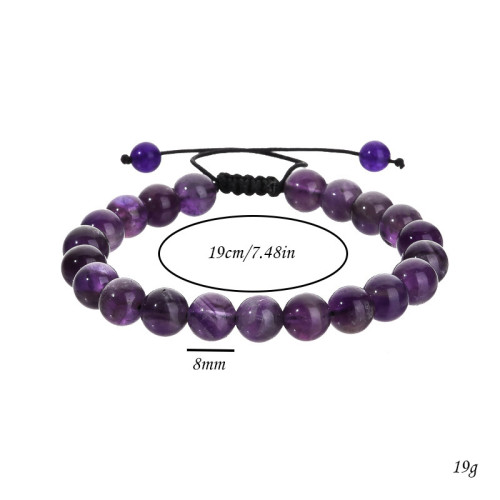 Cross-Border Jewelry Handmade Amethyst Braided Bracelet Geometric Agate Adjustable Bracelet Universal Wholesale