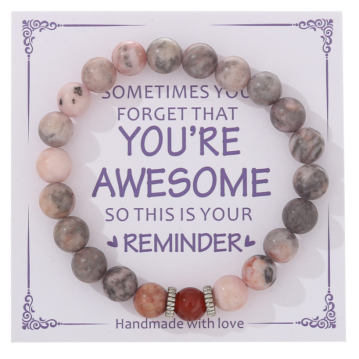 New Purple Striped Agate Bracelet Pink Crystal Morganite Beaded Bracelet for Men and Women Friendship Heart Beaded Jewelry Amazon
