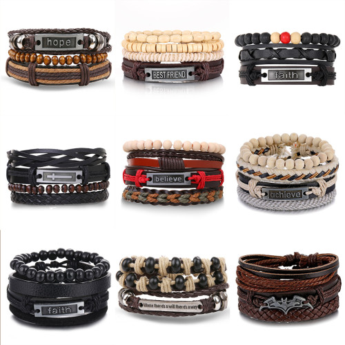 European and American Cross-Border Jewelry Simple Women's Handmade Woven Bracelet Men's Leather Bracelet Wholesale Cheap Hand Ring Hand Jewelry