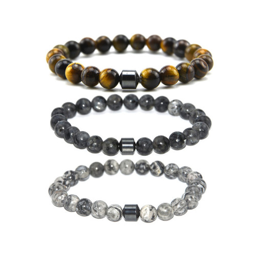 Amazon New Tiger Eye Stone 8MM Fashion Stone Bead Bracelet Men's Classic Magnetic Bracelet Cross-Border Bracelet