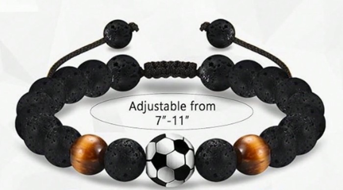 Amazon Hot Selling Obsidian Matte Braided Bracelet Men's Football Fashion Tiger Eye Stone Volcanic Stone Beaded Bracelet