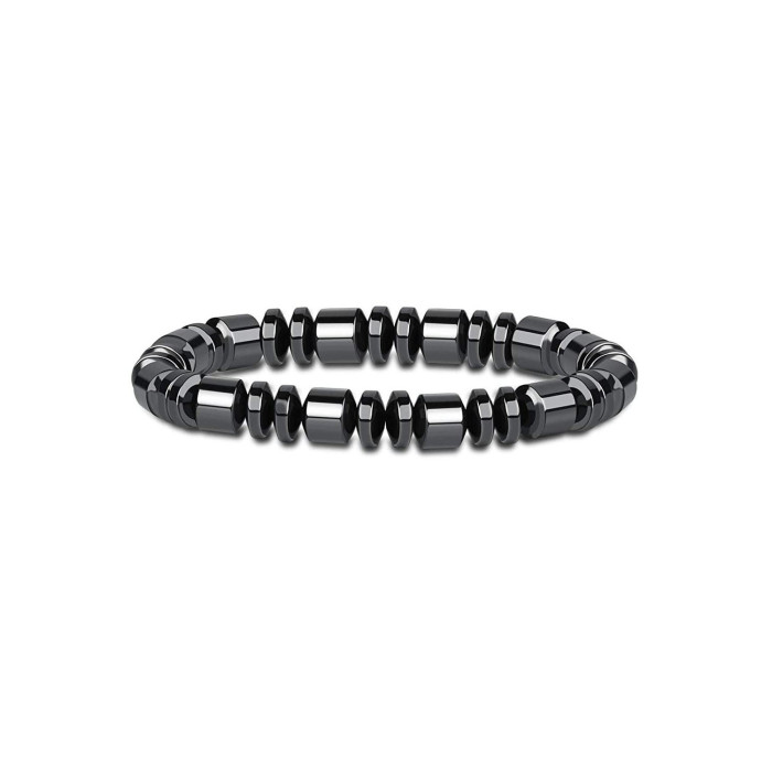 Men's Black Gallstone Elastic Bracelet Natural Stone 8mm Beaded Spacer Bracelet Yoga Black Gallstone Single Loop Bracelet