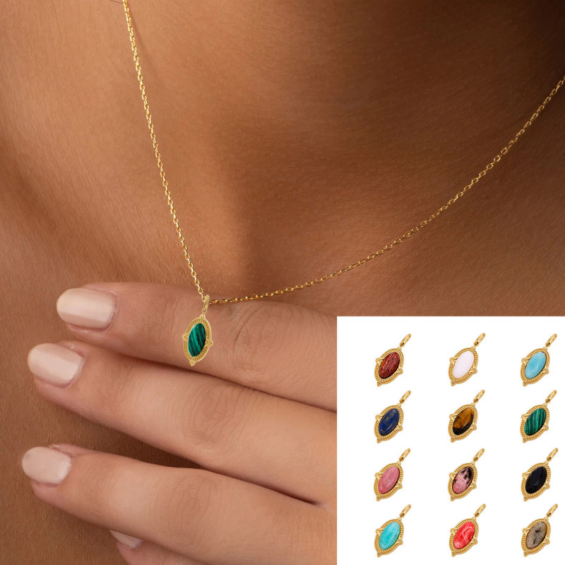 European and American Hot-Selling Simple DIY Stone Pendant Accessories Exquisite Elegant Retro Colorful Versatile Accessories