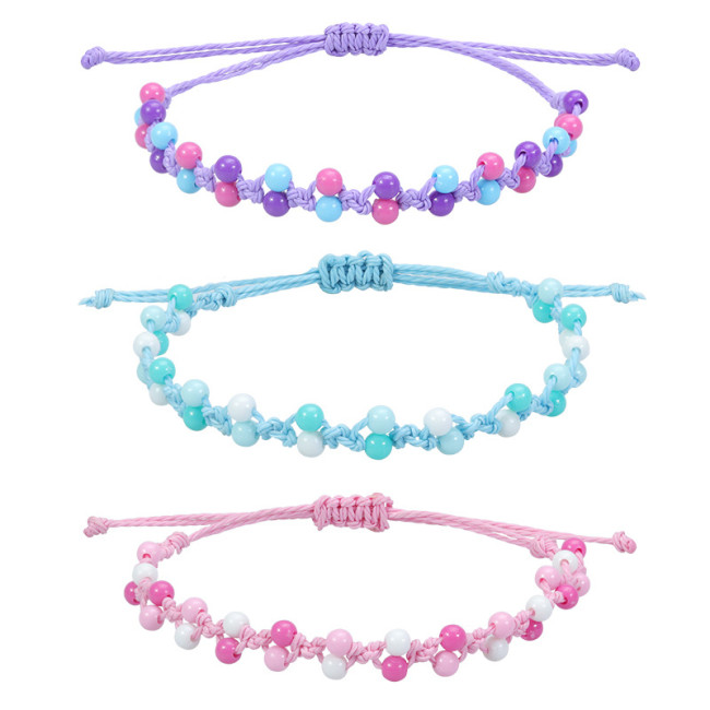 Foreign Trade New Macaron Color Beaded Woven Bracelet for Girls Princess Beaded Bracelet Party Friendship Bracelet Wh...
