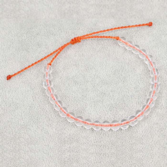 Japanese and Korean Simple Crystal Beaded Bracelet South American Oil Wax Thread Wax Thread Making Solid Color Transp...