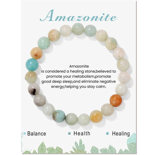 Amazon Hot Selling Natural Stone Bracelet Elastic Beaded 8mm Blue Turquoise Agate Rose Quartz Beaded Volcanic Stone Bracelet
