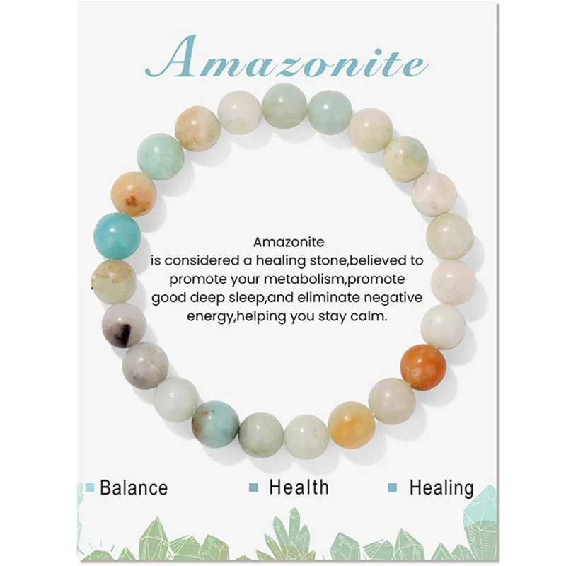Amazon Hot Selling Natural Stone Bracelet Elastic Beaded 8mm Blue Turquoise Agate Rose Quartz Beaded Volcanic Stone Bracelet
