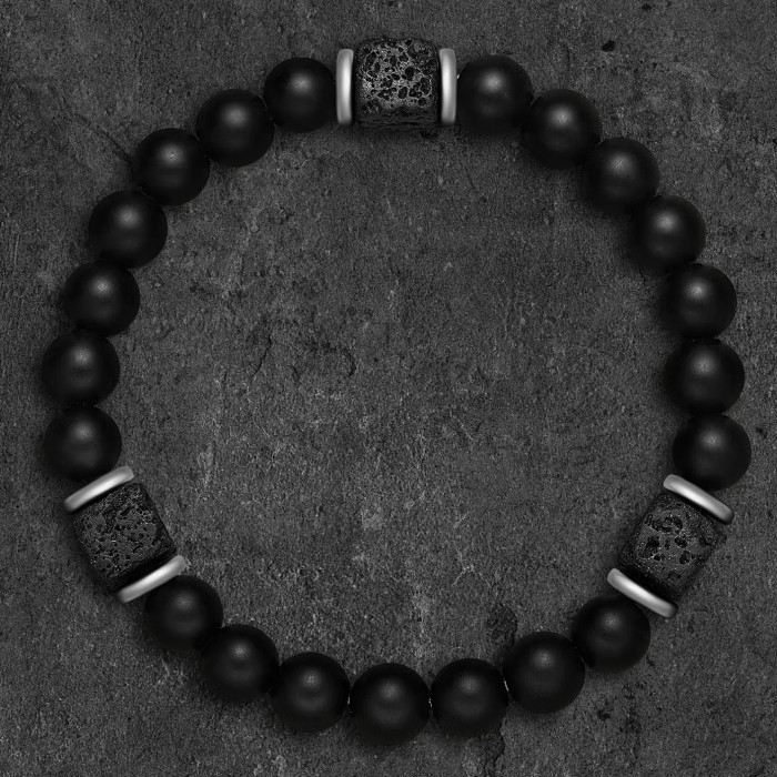 Cross-Border New Obsidian Bracelet for Men Volcanic Stone Beads Couple Bracelet Beaded Bracelet Wholesale Amazon Hot Item