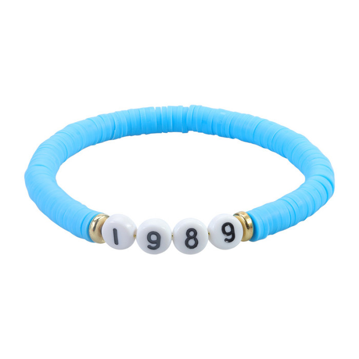 Cross-Border Hot-Selling Taylor Swift Concert Fan Bracelet Soft Clay Alphabet Numbers 1989 Bracelet In Stock