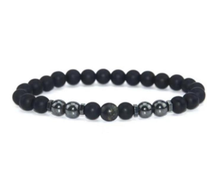 Cross-Border New Matte Black Bead Magnetic Anklet European and American Retro Snowflake Stone Magnetic Foot Jewelry Large Quantity at Great Price