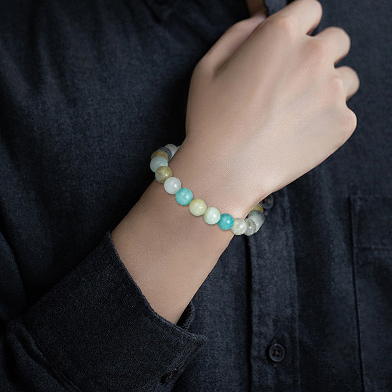 Cross-Border Hot-Selling Pink Zebra Emperor Stone Amethyst Bracelet Wholesale Bracelet White Pine Shoushan Stone Bracelet Factory Direct Sale