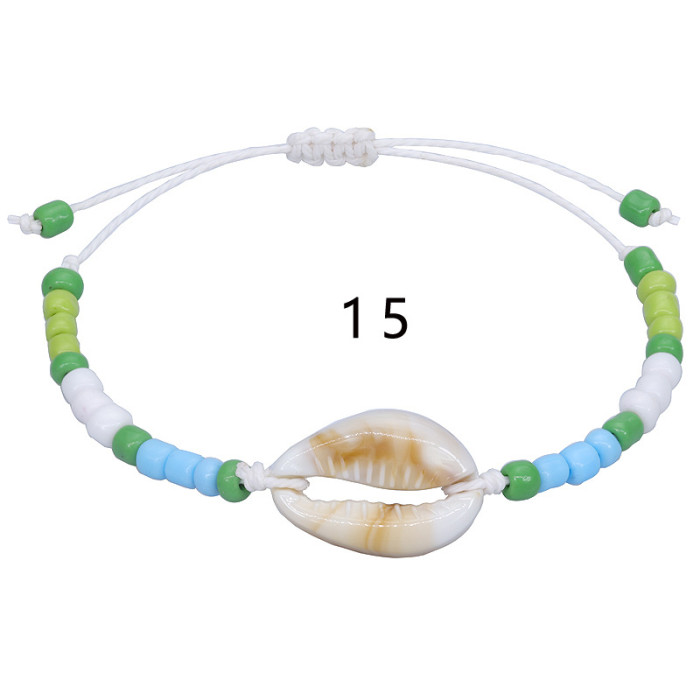 Cross-Border Hot Sale INS Style Acrylic Shell Bracelet Colorful Rice Beads Woven Hand Jewelry Bohemian Bracelet In Stock