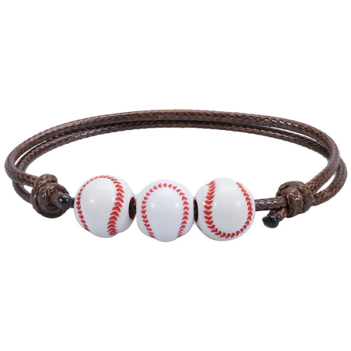 Cross-Border Hot Item Simple Personality Versatile Ball Sports Jewelry Softball Soccer Baseball Bracelet Beaded Bracelet In Stock