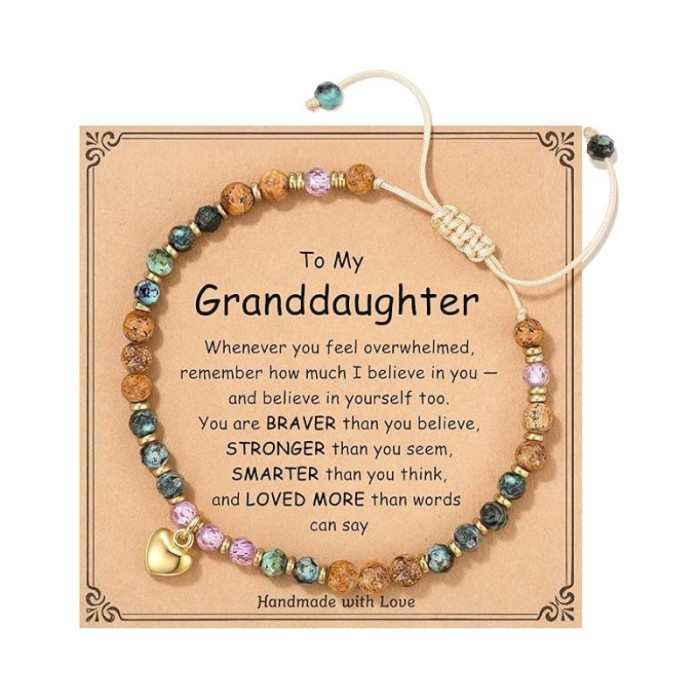 Amazon New Product 4mm Natural Stone Beaded Cross Lobster Clasp Adjustable Women's Bracelet with Card