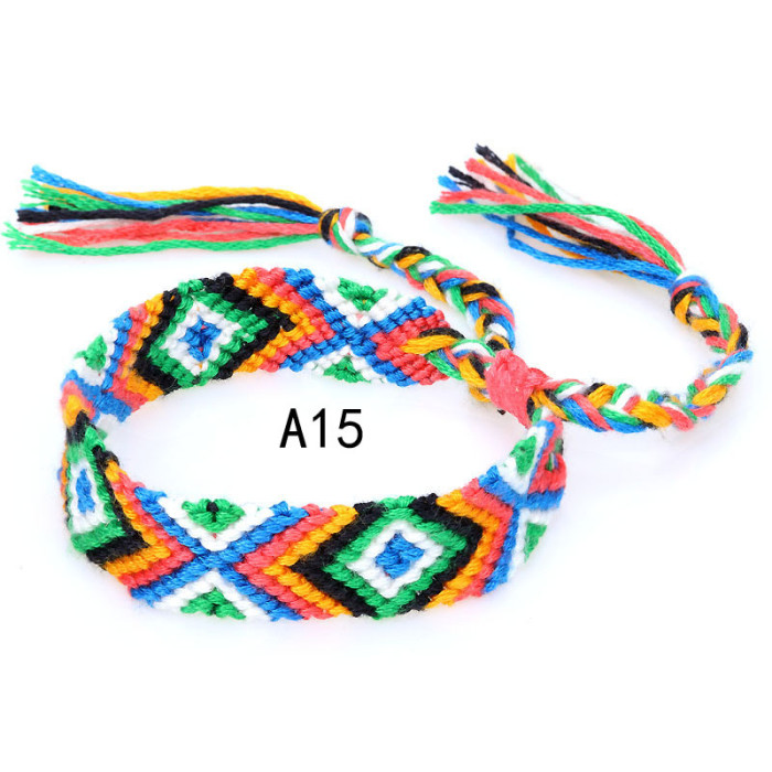 Hot-Selling Woven Bracelet Nepal Ethnic Style Handmade Woven Rainbow Lucky Fortune Friendship Bracelet