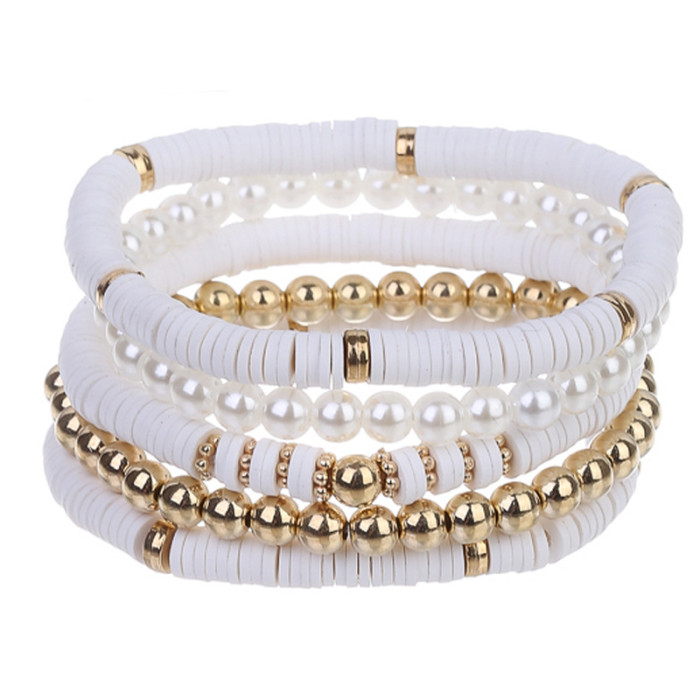 Foreign Trade European and American Trend Retro Bohemian Soft Clay Bead Bracelet Handmade Beaded Multi-layer Bracelet Set