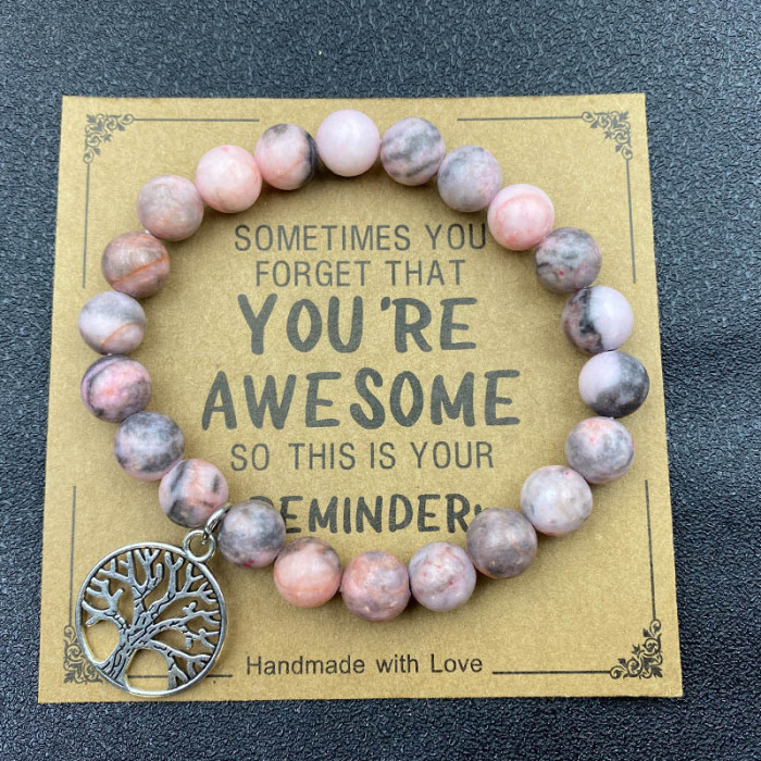 Cross-Border Amethyst Heart Bracelet Pink Zebra Obsidian Volcanic Stone Red Vein Stone Bracelet Amazon Bestseller