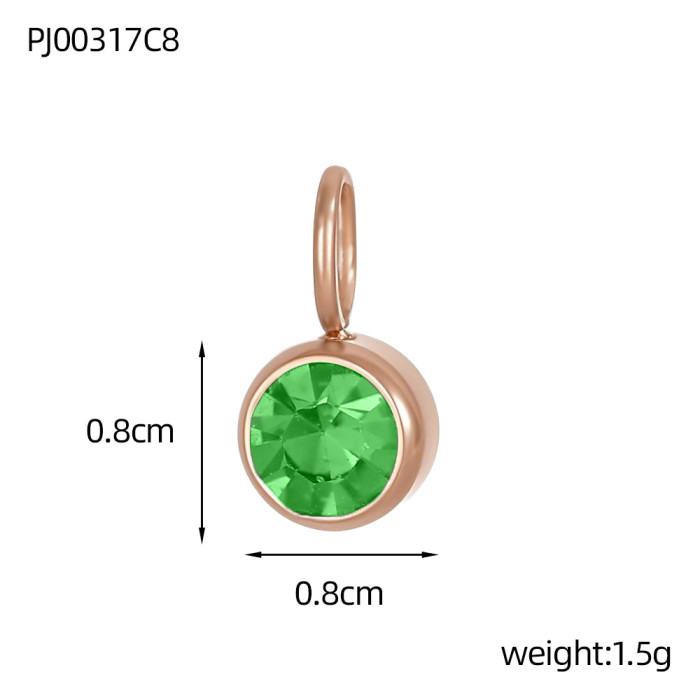 Hot-Selling Stainless Steel Jewelry Accessories Birthstone Pendant DIY Jewelry Accessories Colorful Rhinestone Pendan...