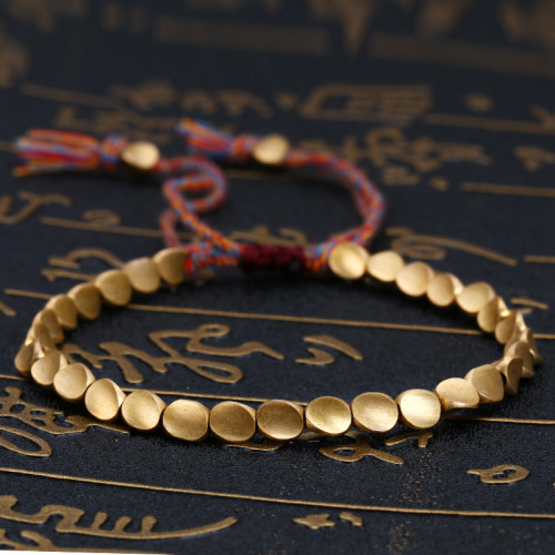 Cross-Border New Jewelry Hand-Woven Wenwan Thread Bracelet Irregular Copper Bead Bracelet Creative Pull Tassel Bracelet