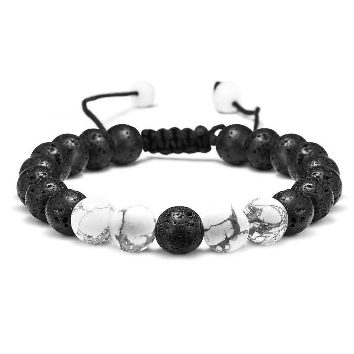Amazon Hot Selling Tiger Eye Stone Turquoise Braided Lava Stone Adjustable Volcanic Stone Bracelet Set Cross-Border Exclusive