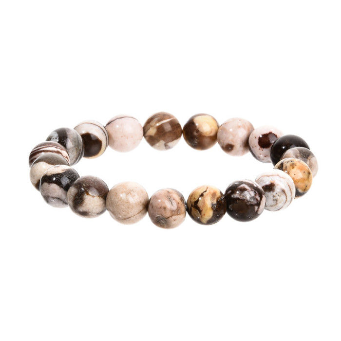 New Cross-Border 10MM Indian Agate Red Wood Grain Bracelet Wholesale Beaded Agate Colorful Crystal Bracelet Cross-Border