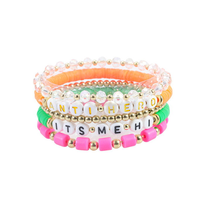Amazon Taylor Fan Bracelet Elastic Personalized Colorful Letter Multi-layer Beaded Jewelry Set Manufacturer In Stock