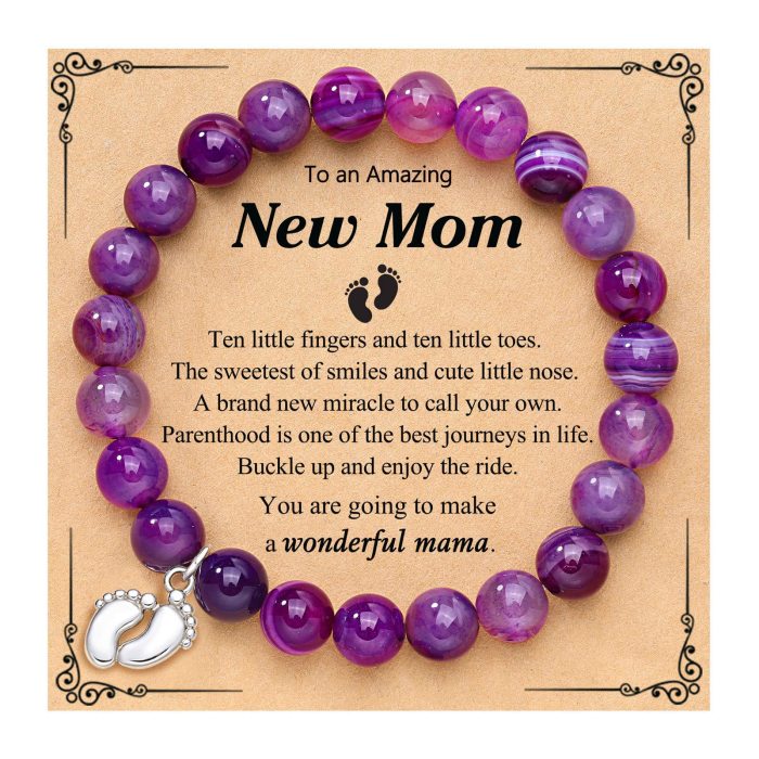 Cross-Border Hot-Selling Women's Friendship Bracelet Pink Zebra Red Vein Stone Purple Agate Beaded Anklet Bracelet Lapis Lazuli Bracelet