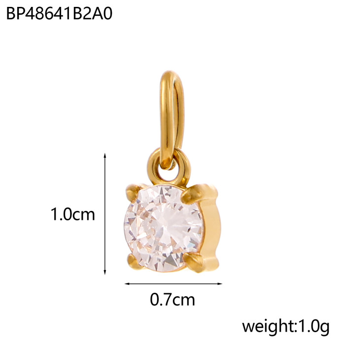 Handmade DIY Jewelry Accessories Stainless Steel Zircon Small Pendant Titanium Steel Claw Setting Round Water Drop Zircon Pendant
