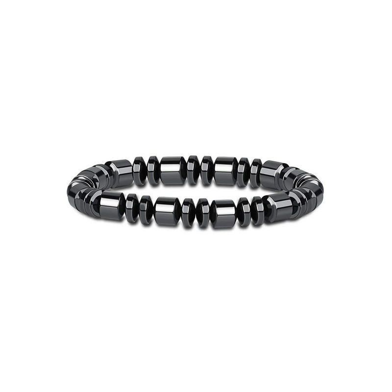 Men's Black Gallstone Elastic Bracelet Natural Stone 8mm Beaded Spacer Bracelet Yoga Black Gallstone Single Loop Bracelet