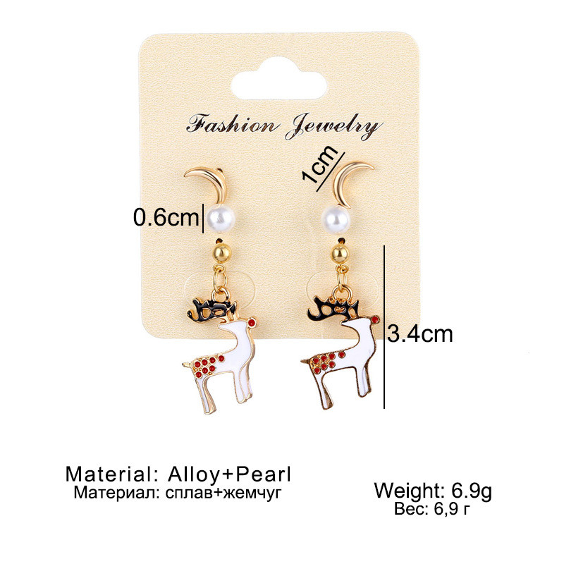 Christmas Snowflake Elk Bell Alloy Earrings European and American Cross-Border Christmas Tree Epoxy Stud Earrings Christmas Earrings