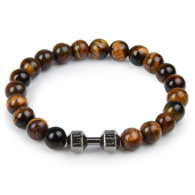 Volcanic Lava Dumbbell Bracelet Tiger Eye Stone Blue Turquoise White Turquoise Bracelet Women Men Jewelry Cross-Border Hot Sale