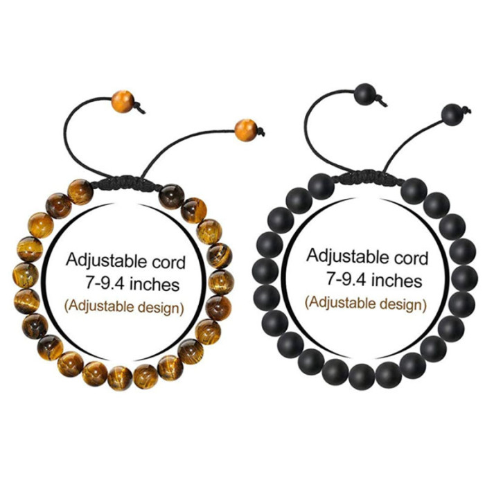 Handmade Jewelry Tiger Eye Stone Charm Bracelet Gift 8mm Tiger Eye Lava Stone Men's Couple Woven Bracelet