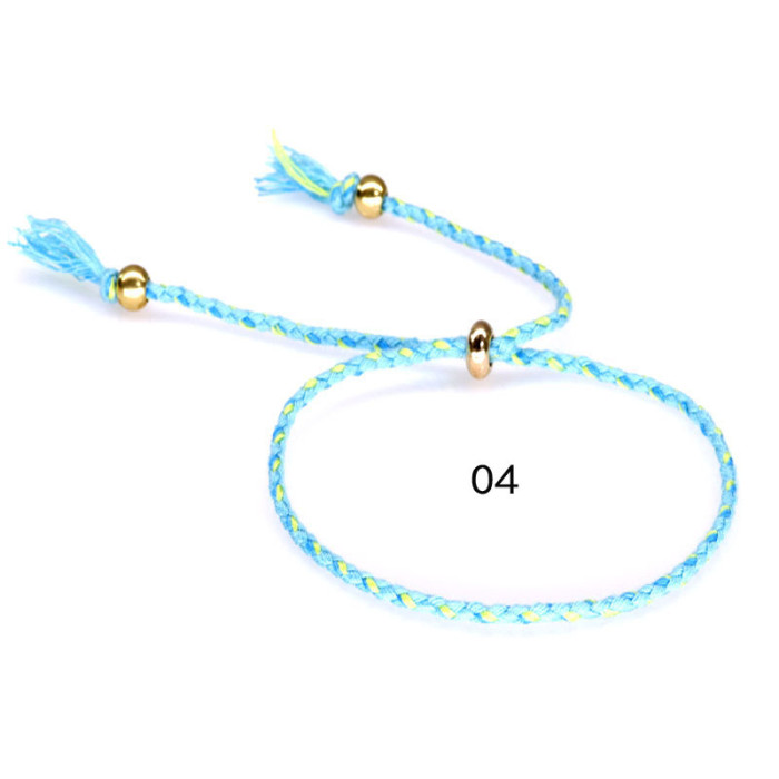 Amazon Hot-Selling Bracelet Copper Beads Tassel Hand Jewelry Colorful Cotton Thread Bracelet Unisex Ins Yiwu Foreign Trade New Model