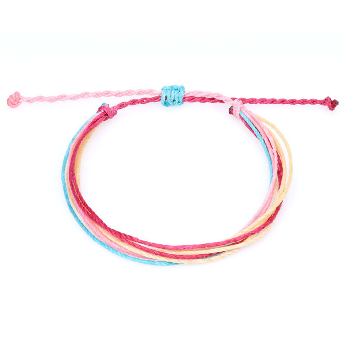 Hot Selling Wax Thread Woven Bracelet South American Wax Thread Bohemian Style Bracelet Personalized Tag Logo