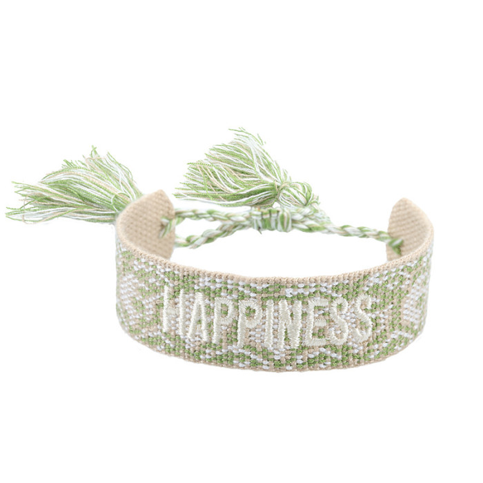 European and American Style Woven Couple Bracelets with Letter Embroidery, Tassel Wristbands, LOGO Fashionable Men's and Women's Woven Bracelets